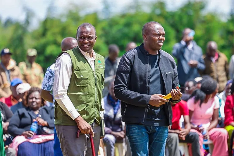 Alex Lemarkoko Chief Conservator of Forests (CCF) for the Kenya Forest Service (KFS) and Hon (Dr) Gideon Kimaiyo Kipkoech Member of Parliament Keiyo South Constituency Elgeyo Marakwet County